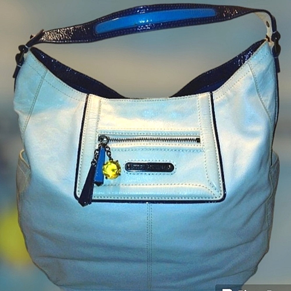 ☆EUC☆Vintage Y2K JUICY COUTURE Colorblock Leather XL Slouchy Hobo Tote☆Rare☆